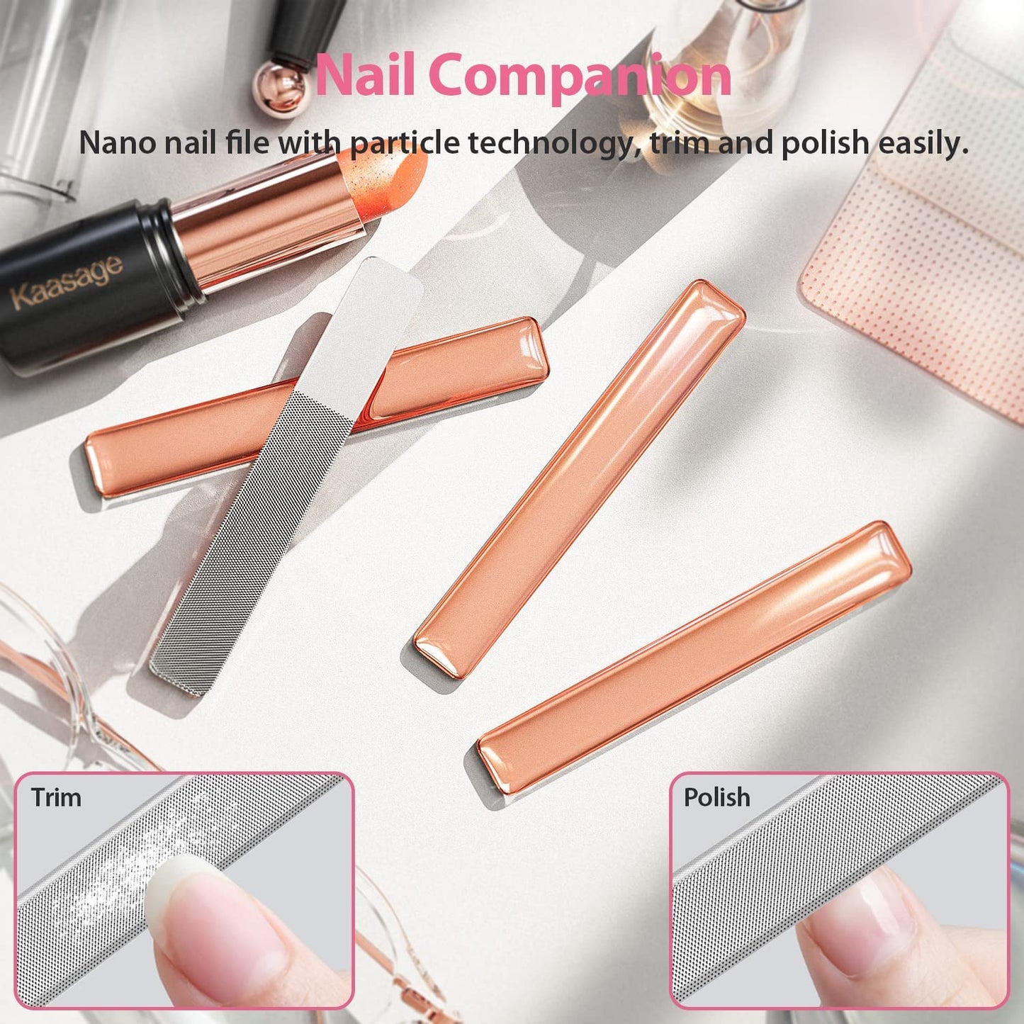 Kaasage Nail Clipper and File - Professional Stainless Steel Heavy Duty Nail Cutter with Ergonomic Long Handle and Sharp Jaw Clip Finger Nails and Thick Toenails Easily, Gift for Adults, Men & Seniors