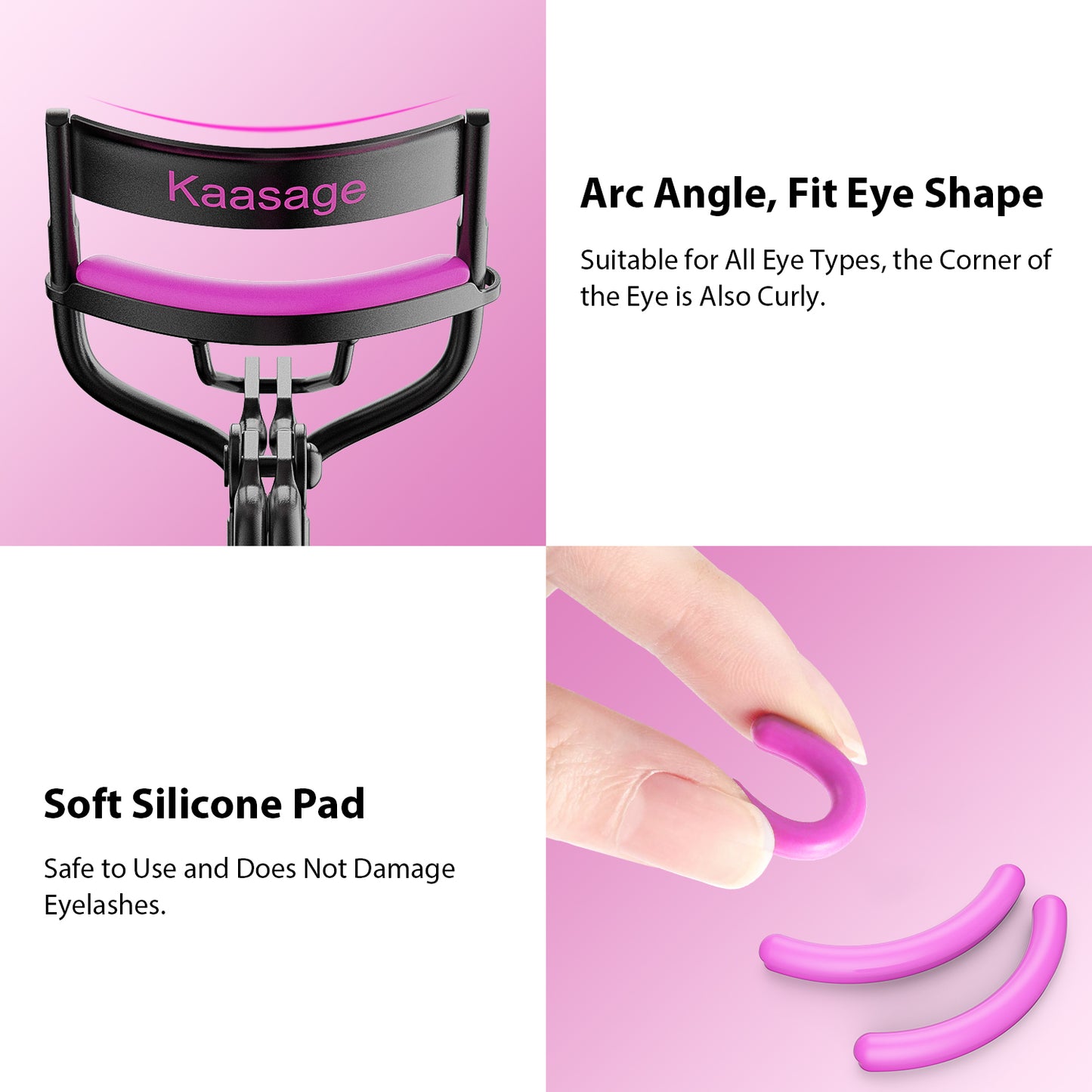 Kaasage Eyelash Curler with Pads - Lash Curler with 5 Extra Silicone Replacement Pads, Get Perfect Curl in 5 Seconds