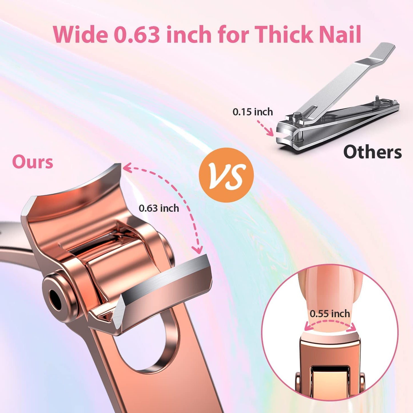 Thick Nail Clippers Wide Jaw Nail Cutter for Thick Toenails Fingernails,  Stainless Steel Heavy Duty Finger Toe Nail Clipper Trimmer for Men Seniors  Adults 