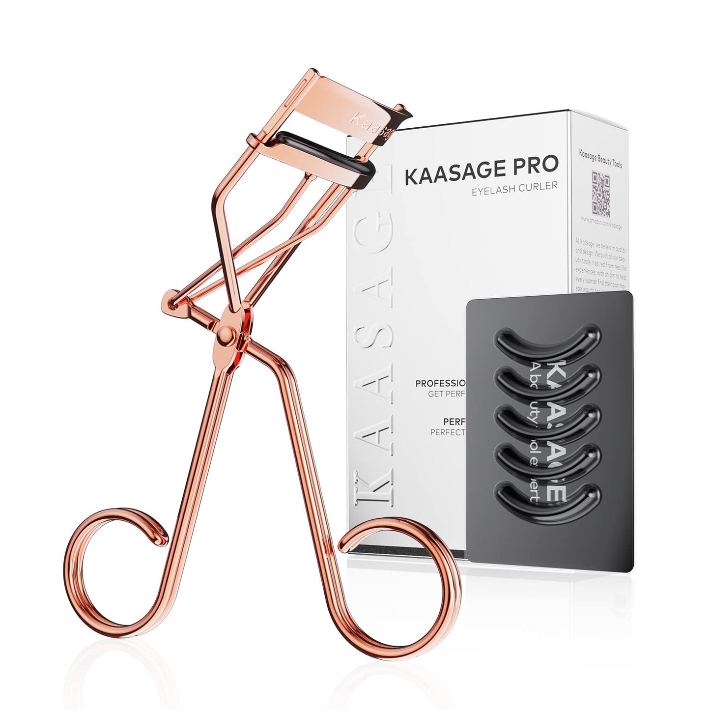Kaasage Eyelash Curler for Women - Golden Professional Lash Curler with Refill Silicone Pads.