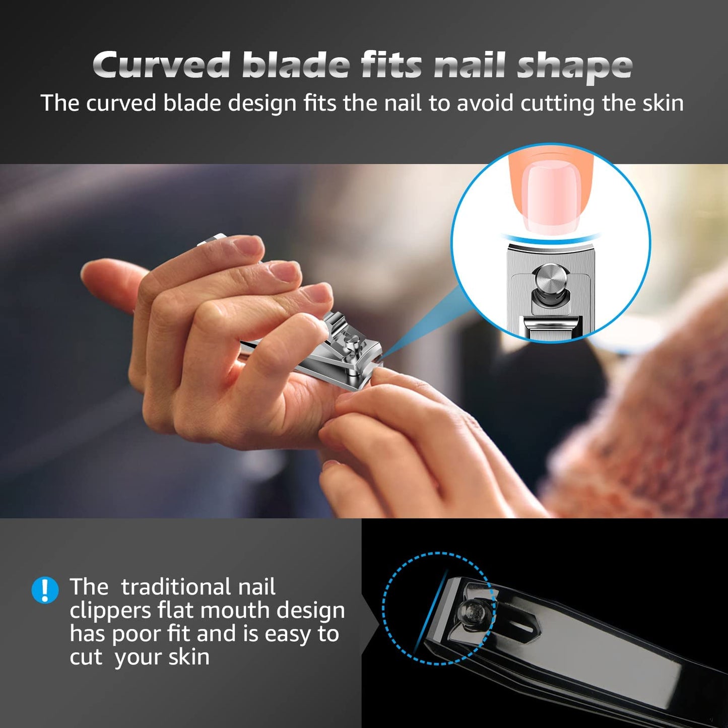 Kaasage Nail Clipper and File - Professional Stainless Steel Heavy Duty Nail Cutter with Ergonomic Long Handle and Sharp Jaw Clip Finger Nails and Thick Toenails Easily, Gift for Adults, Men & Seniors