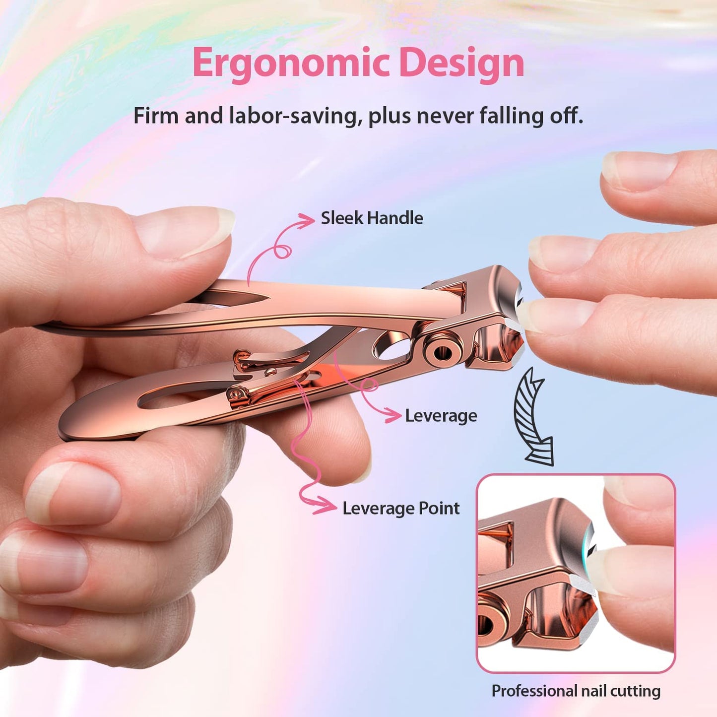 Kaasage Nail Clipper and File - Professional Stainless Steel Heavy Duty Nail Cutter with Ergonomic Long Handle and Sharp Jaw Clip Finger Nails and Thick Toenails Easily, Gift for Adults, Men & Seniors
