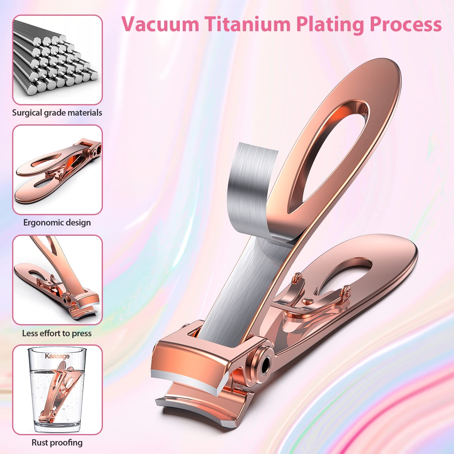 Nail Clipper Wide Blade Large Nail Cutter Titanium Plated Extra Sharp &  Heavy Duty Toenail Clippers